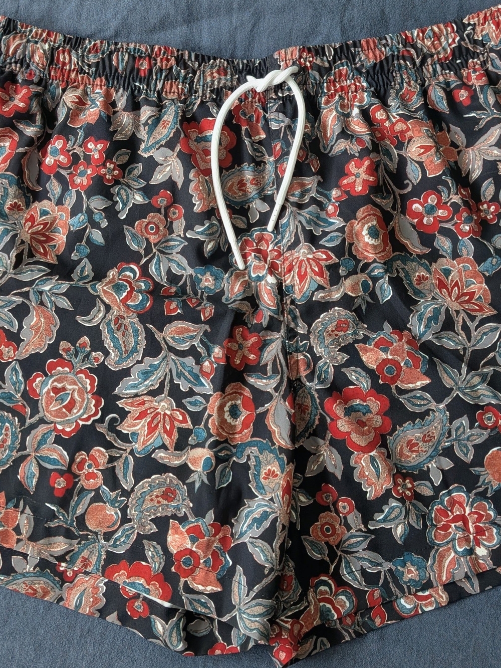 Abercrombie & Fitch Men's Floral Swim Trunks - Black, Red, Teal
